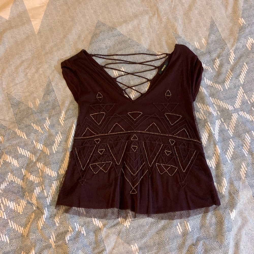 Boho Slightly cropped beaded top